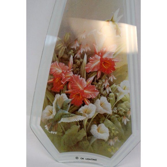 Touch Lamp OK Lighting Replacement Glass Panel Hummingbird Red Flower Orchids - Picture 3 of 6